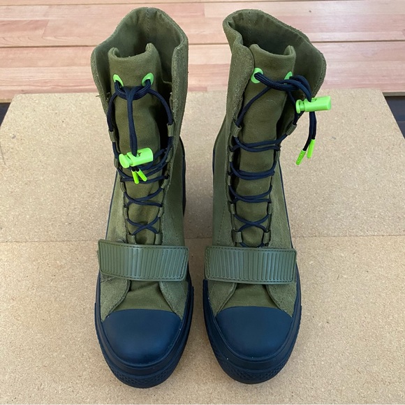 P Converse Chuck Taylor All Star Women's Green Heeled Boots Size 7 - Picture 2 of 6